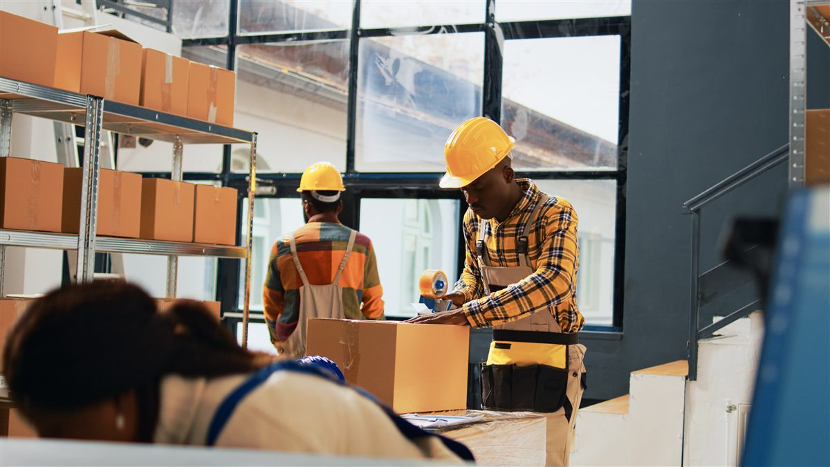Warehouse and logistics staff at work